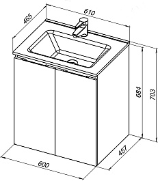 Aquanet Тумба с раковиной Алвита New 60 2 дверцы подвесная белая матовая – фотография-6